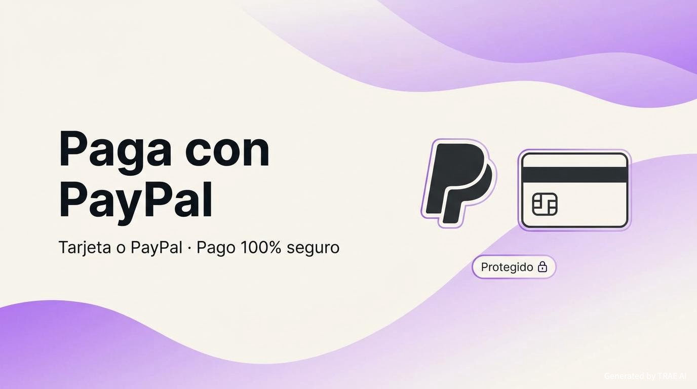 Paga con PayPal o tarjeta. Pago 100% seguro